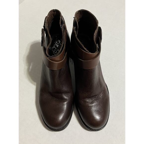 Womens Brighton Gaucho Leather Ankle Boots Block Heel Side Zip Brown 6.5 M - Picture 2 of 12